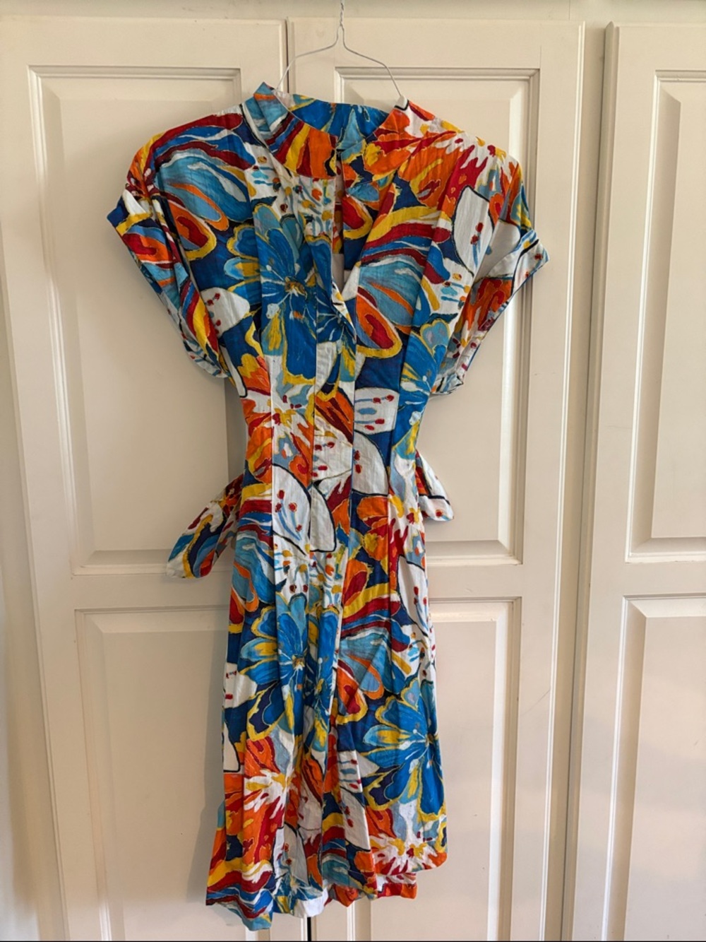 Vibrant Blue & Orange Floral Mini Dress